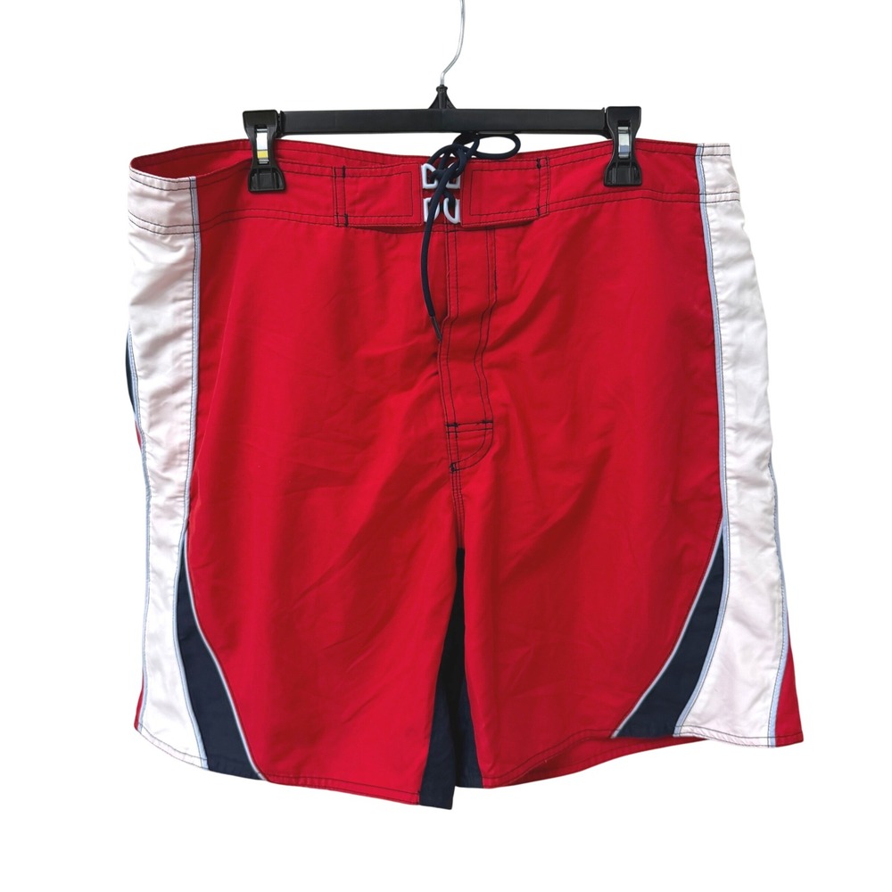 Tommy Hilfiger Board Shorts XL Red White Blue Vintage Nautical Swim Trunks